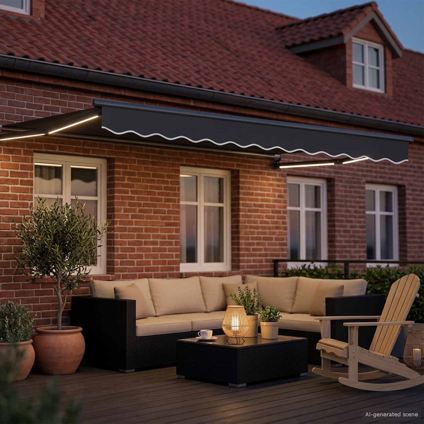Manual Retractable Awning with LEDs Anthracite 3 x 2.5 m