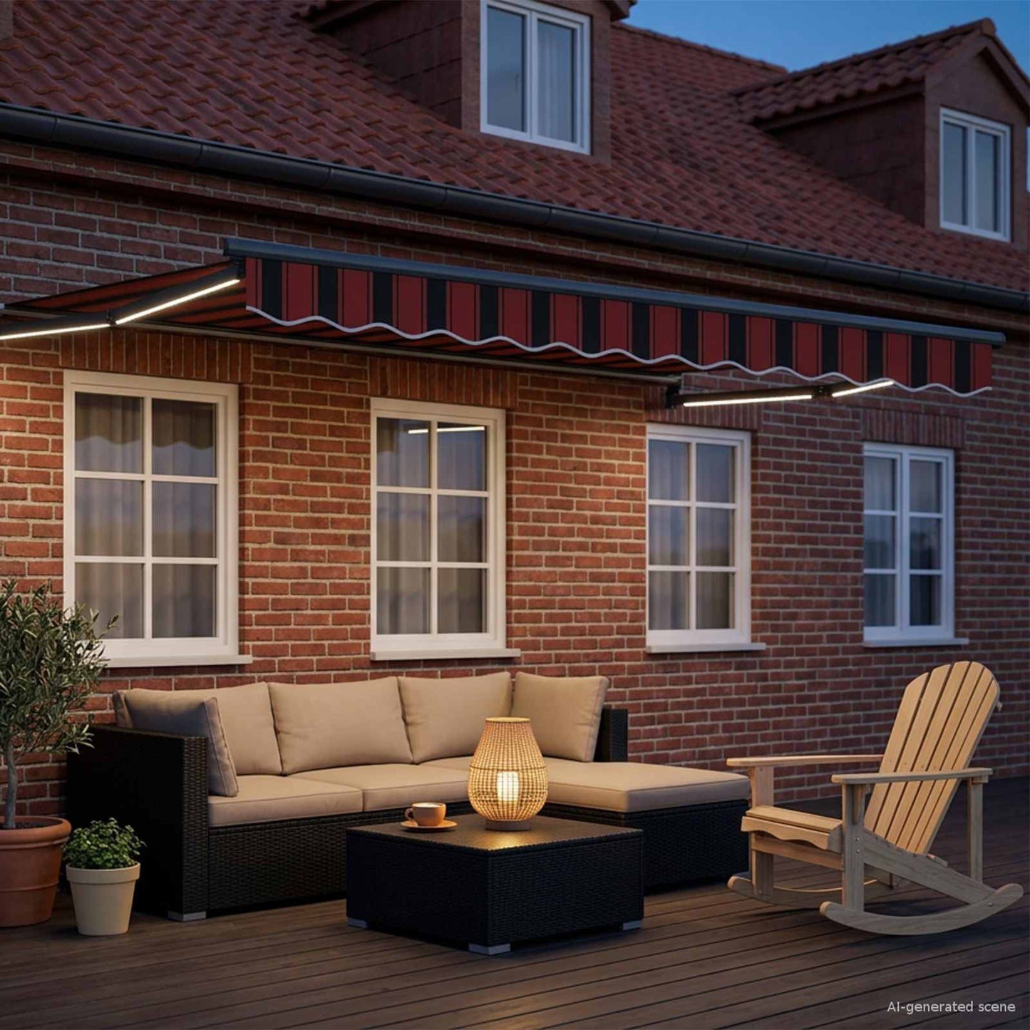 Manual Retractable Awning with LEDs 3 x 2.5 m