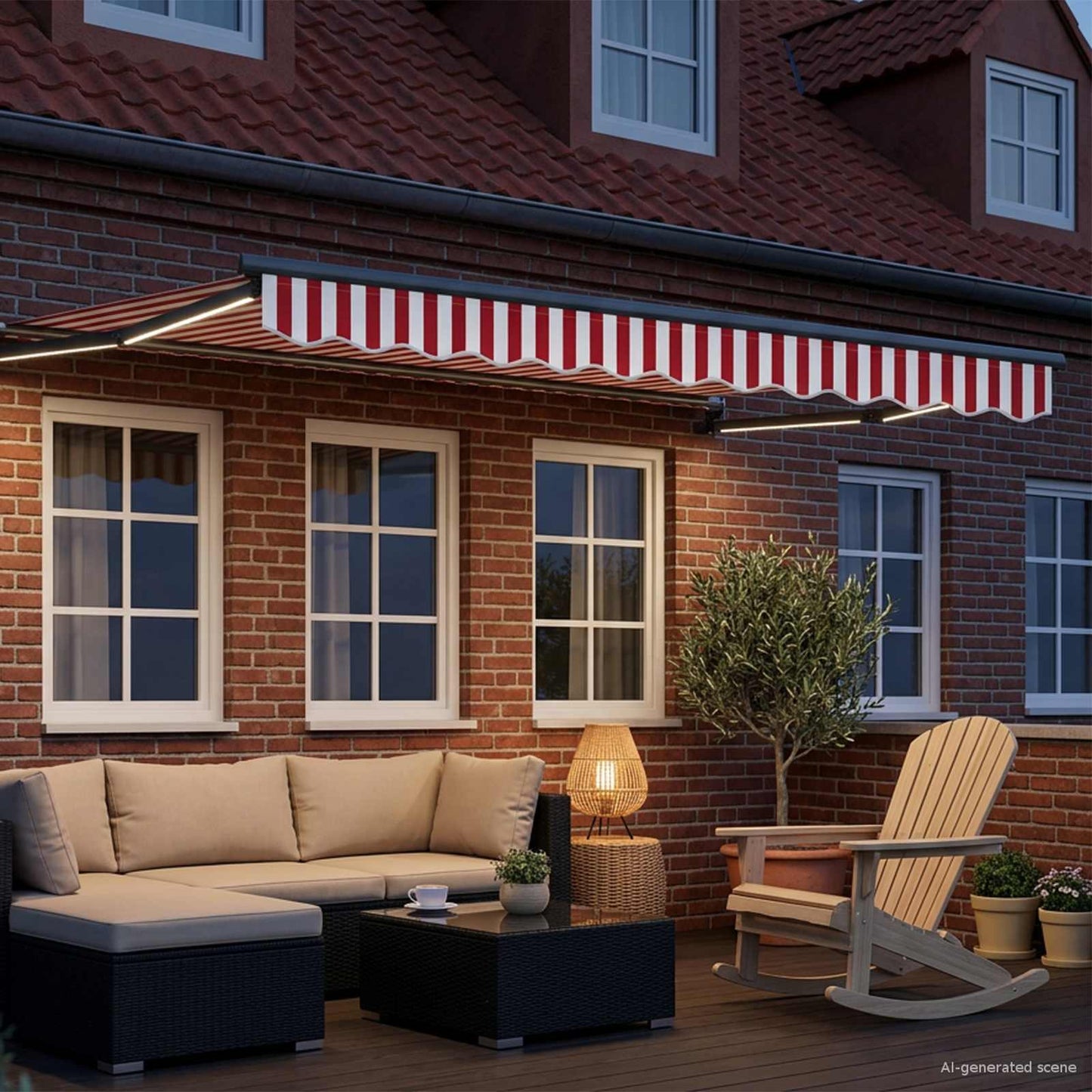 Manual Retractable Awning with LEDs 3 x 2.5 m