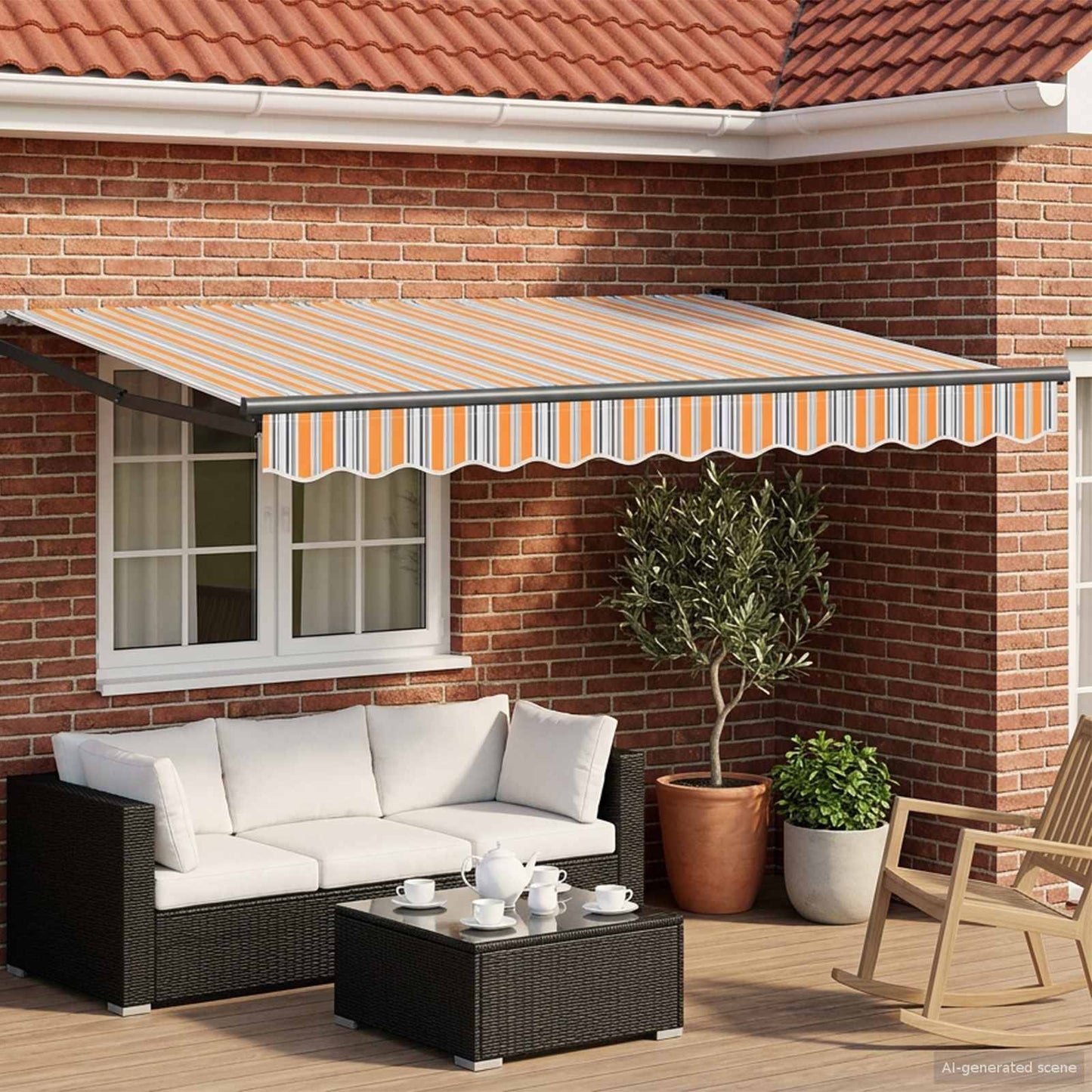 Manual Retractable Awning with LEDs 3 x 2.5 m