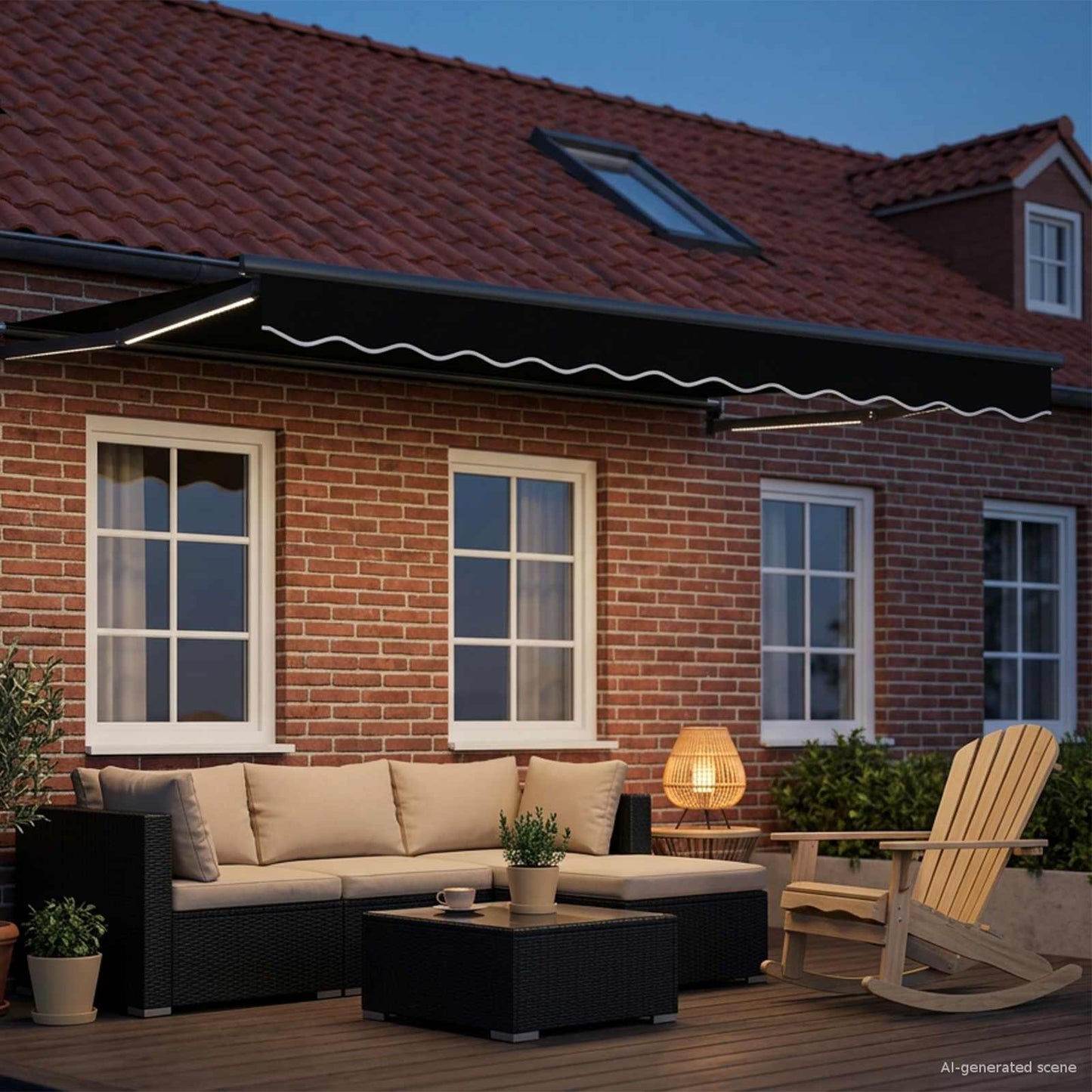 Manual Retractable Awning with LEDs 3 x 2.5 m