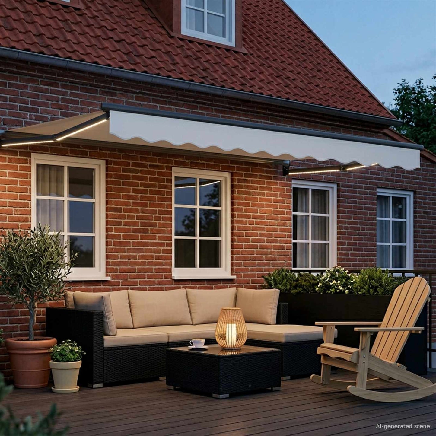 Manual Retractable Awning with LEDs 3 x 2.5 m