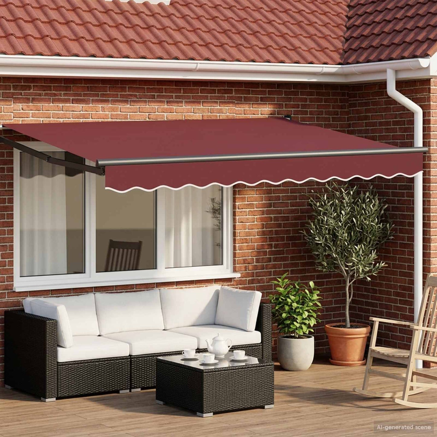 Manual Retractable Awning with LEDs 3.5 x 2.5 m