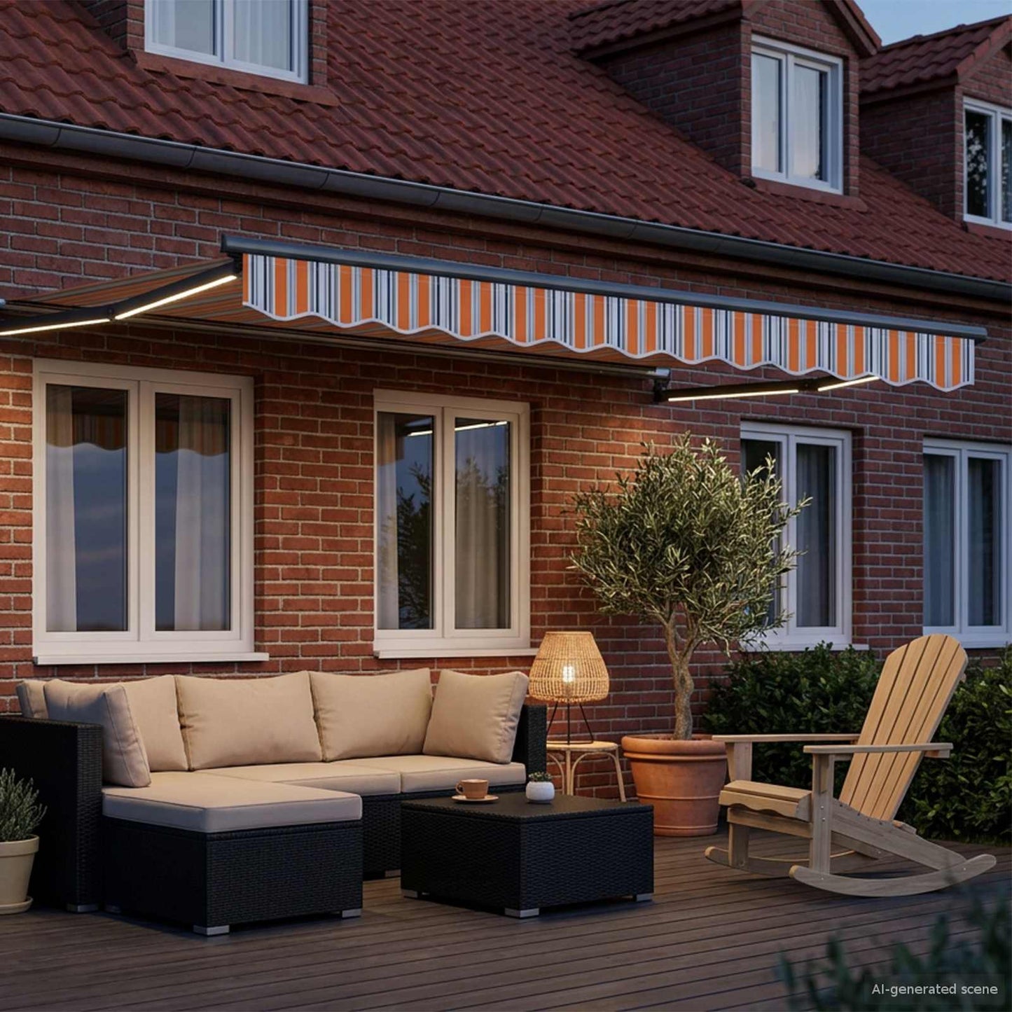 Manual Retractable Awning with LEDs 3.5 x 2.5 m