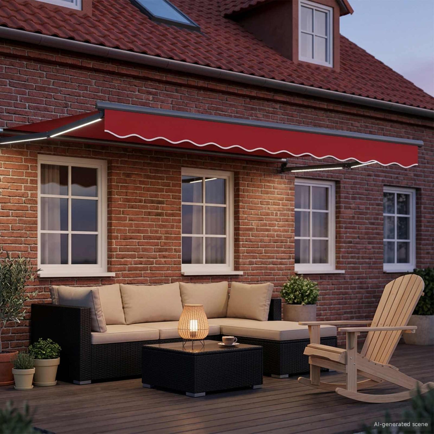 Manual Retractable Awning with LEDs 3.5 x 2.5 m