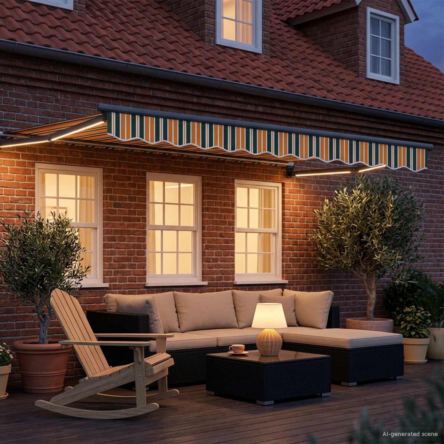 Manual Retractable Awning with LEDs 3.5 x 2.5 m