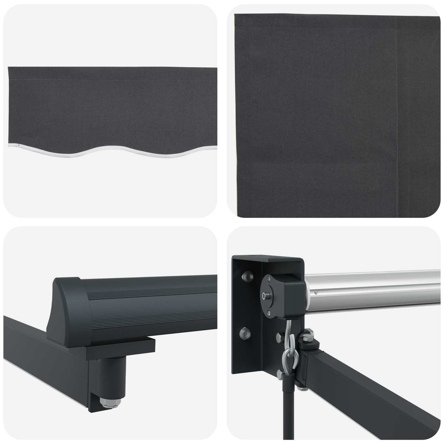 Manual Retractable Awning with LEDs Anthracite 4 x 3 m