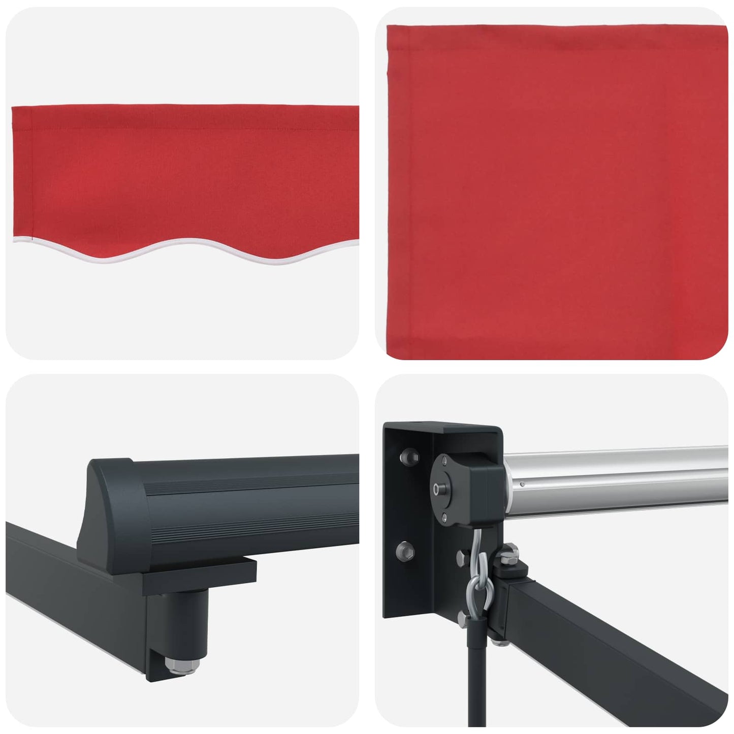 Manual Retractable Awning with LEDs Red and Anthracite 4 x 3 m