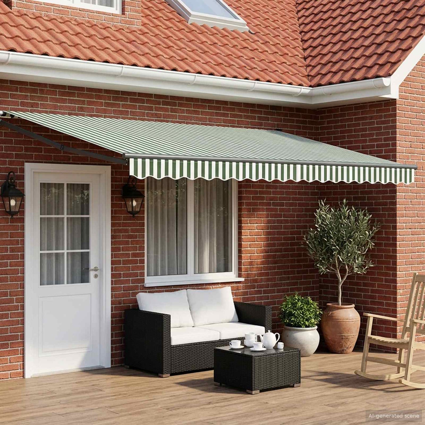 Manual Retractable Awning with LEDs 4 x 3 m