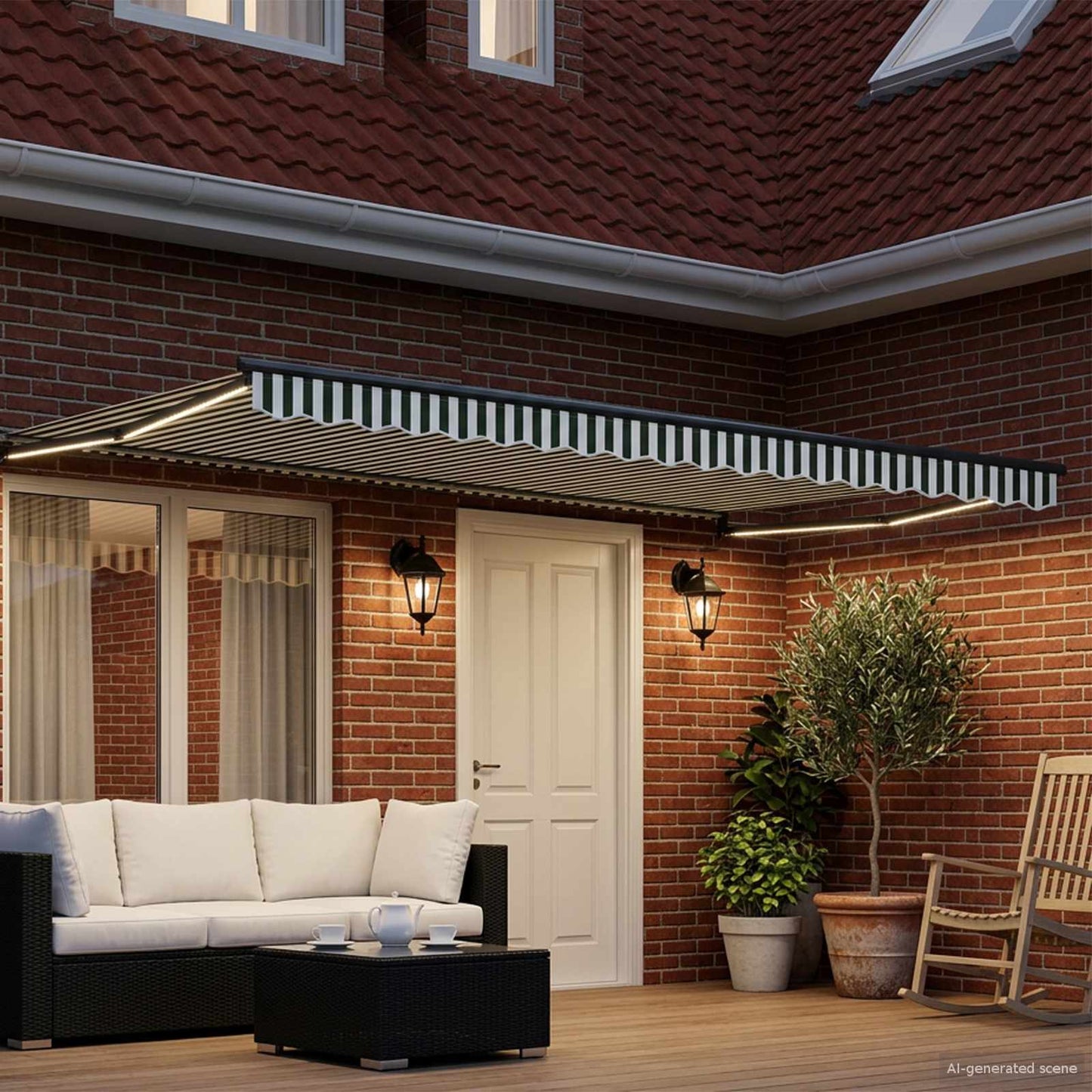 Manual Retractable Awning with LEDs 4 x 3 m