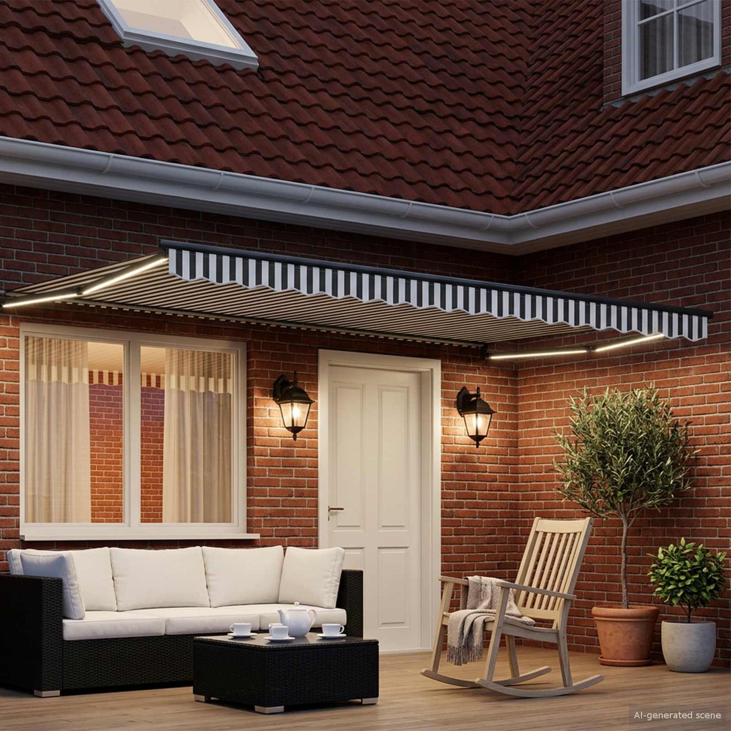 Manual Retractable Awning with LEDs 4.5 x 3 m