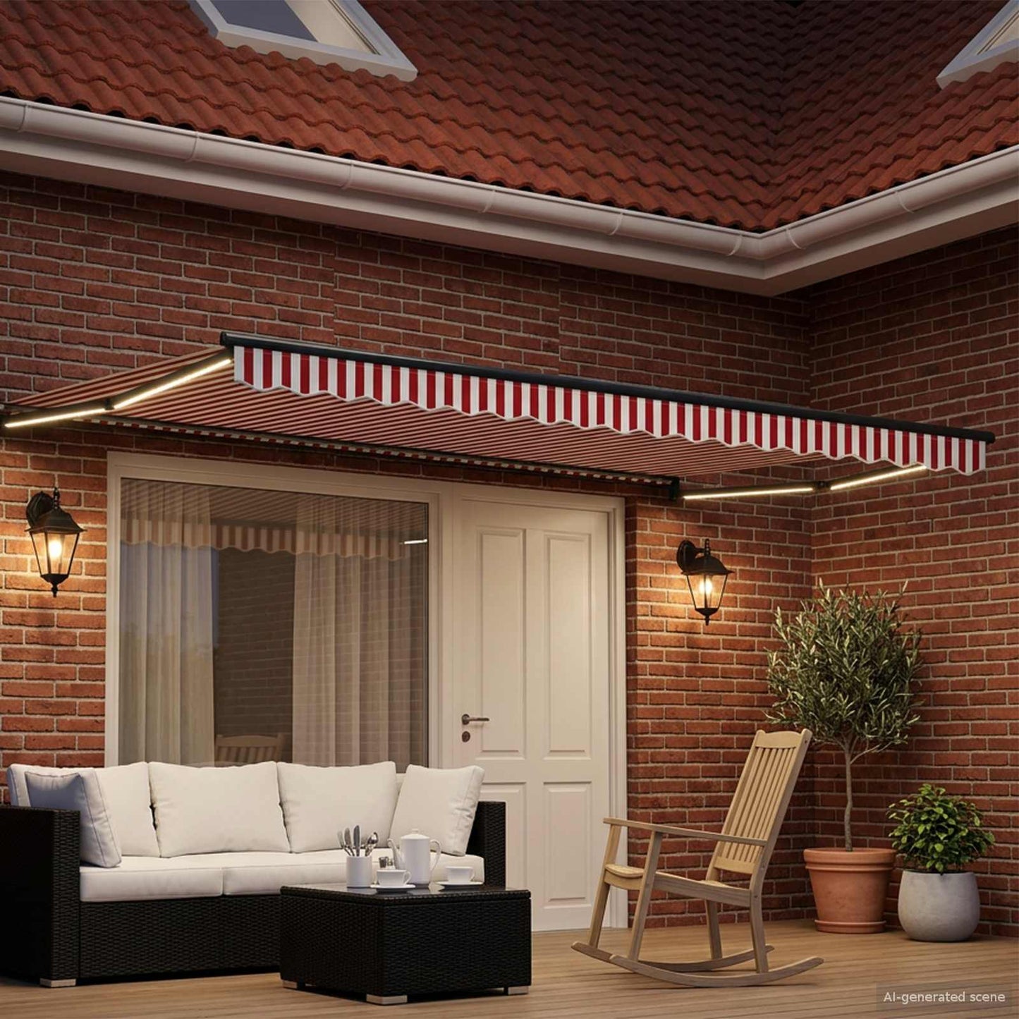 Manual Retractable Awning with LEDs 4.5 x 3 m