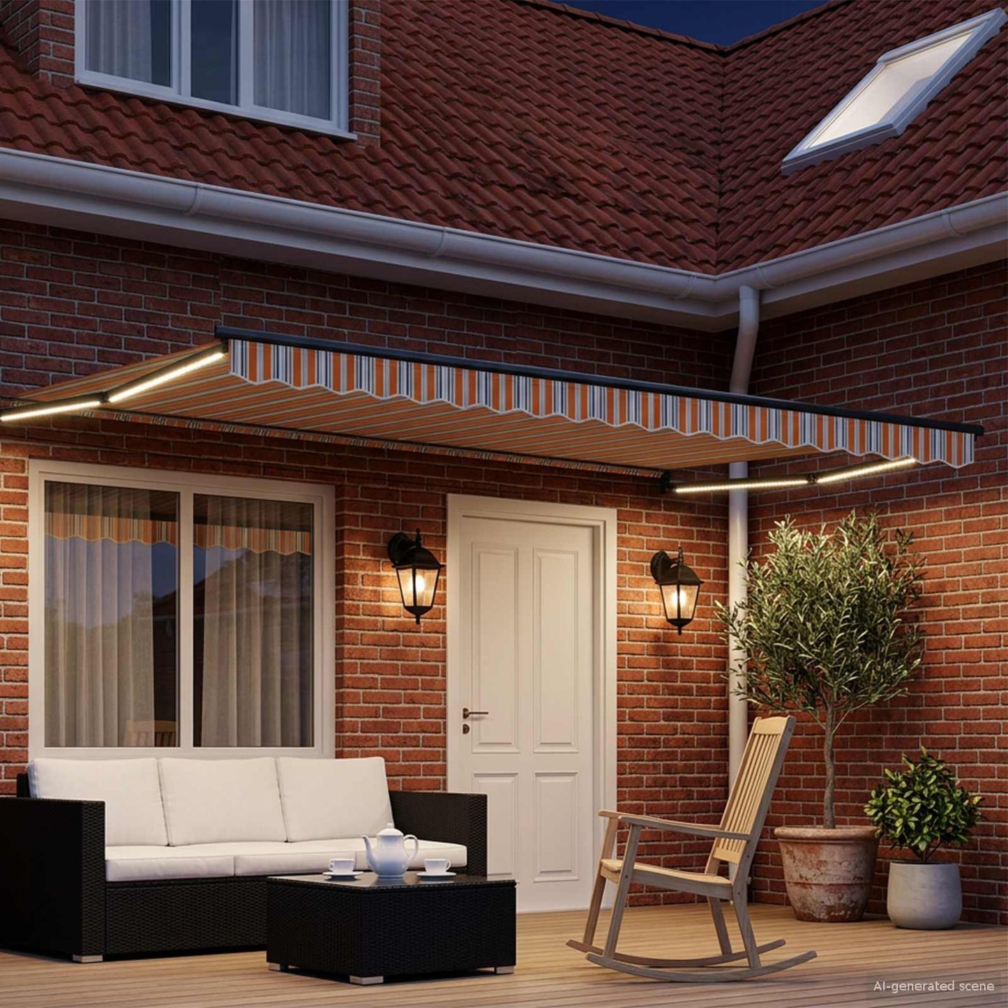 Manual Retractable Awning with LEDs 4.5 x 3 m