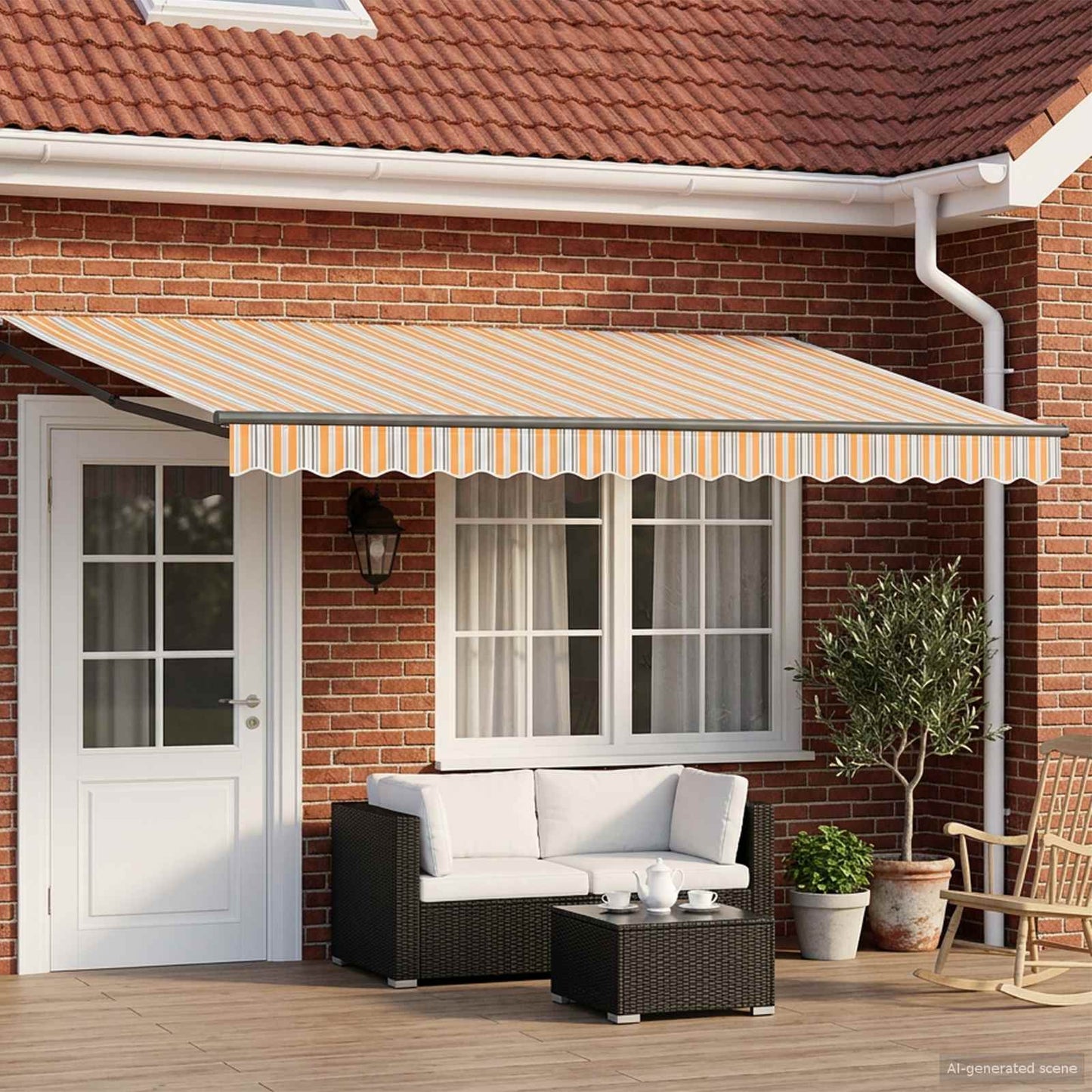 Manual Retractable Awning with LEDs 4.5 x 3 m