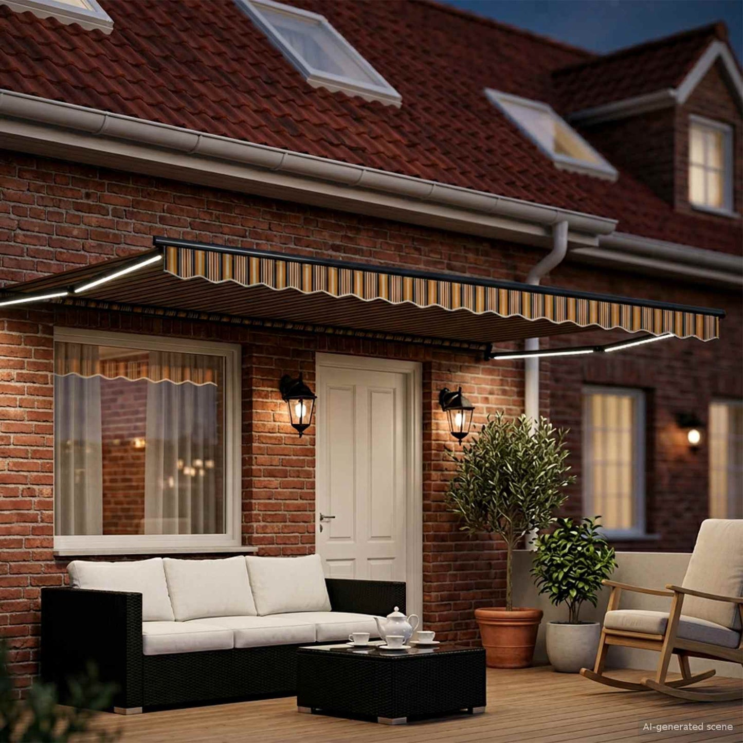 Manual Retractable Awning with LEDs 4.5 x 3 m