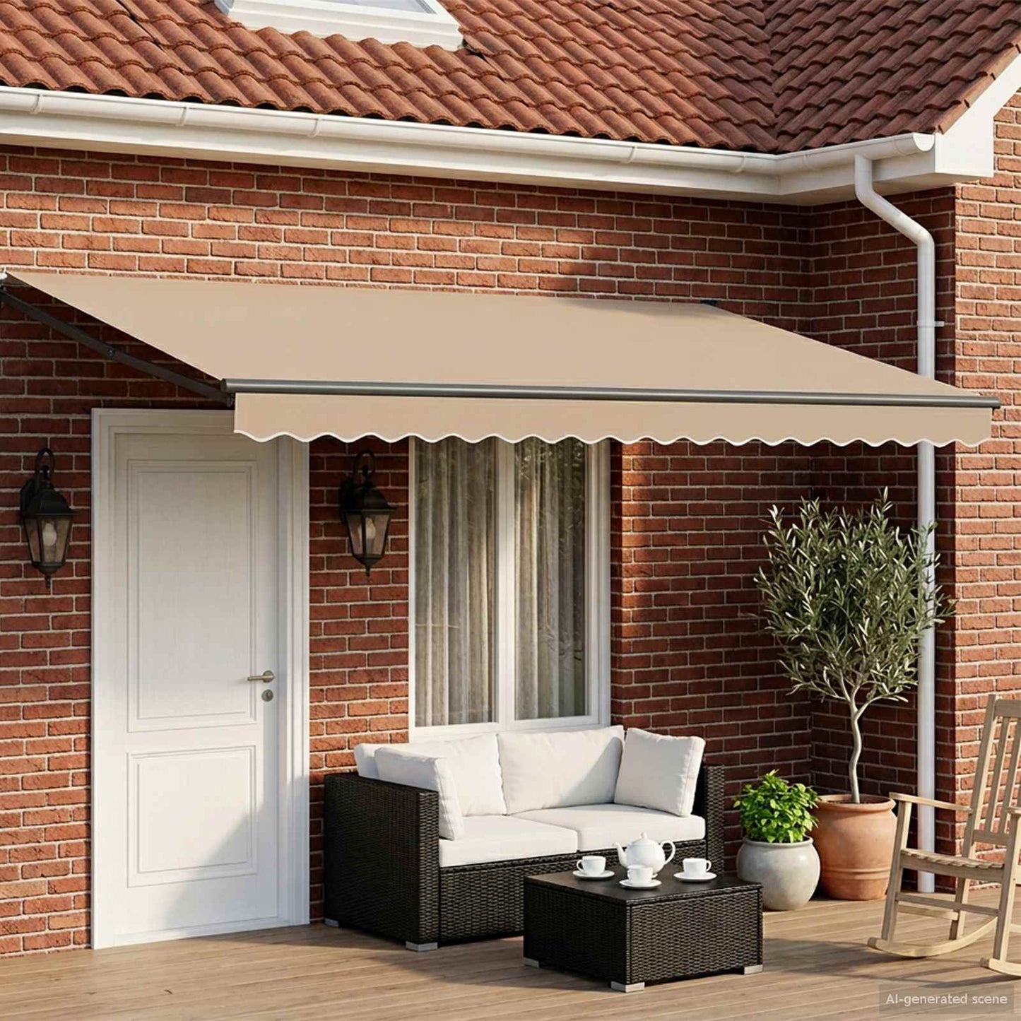 Manual Retractable Awning with LEDs 4.5 x 3 m