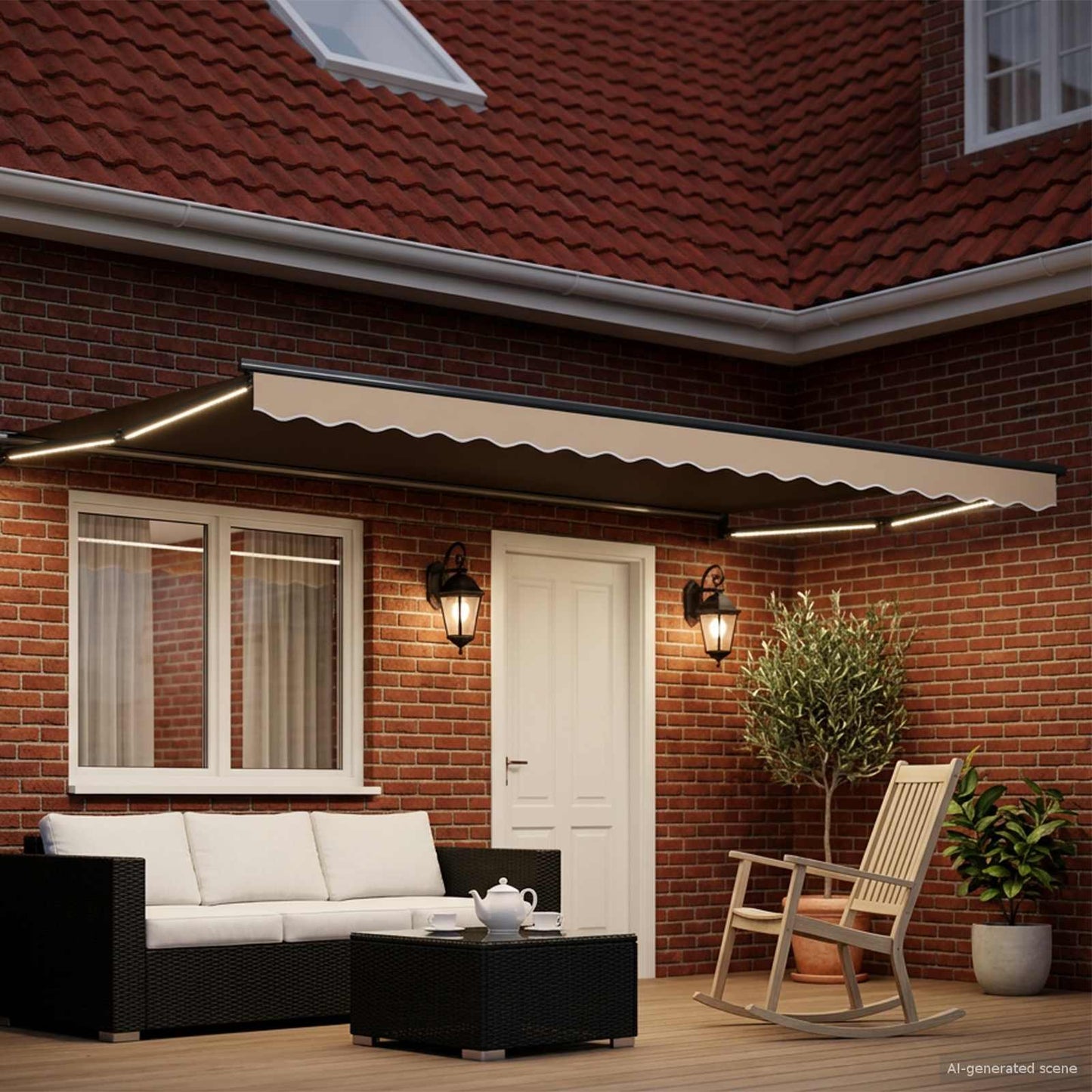 Manual Retractable Awning with LEDs 4.5 x 3 m