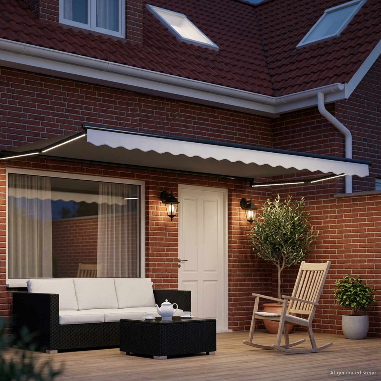Manual Retractable Awning with LEDs 4.5 x 3 m
