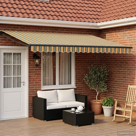 Manual Retractable Awning with LEDs 4.5 x 3 m