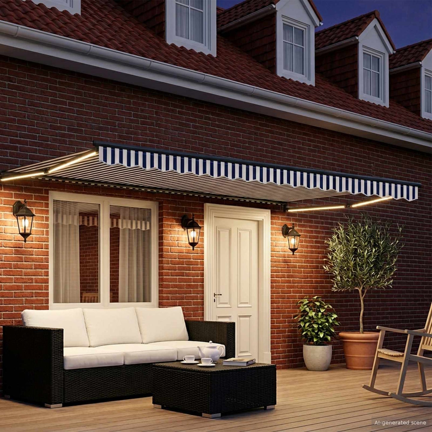 Manual Retractable Awning with LEDs 5 x 3 m