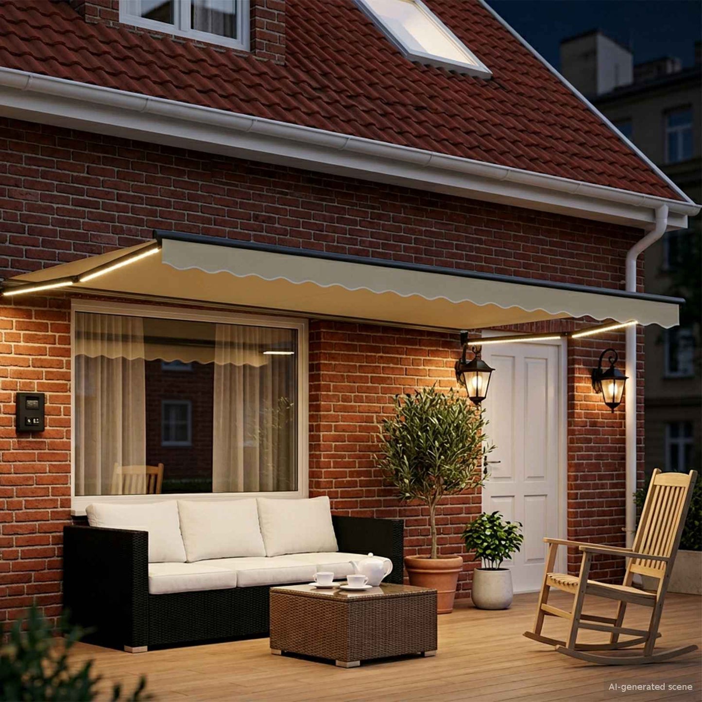 Manual Retractable Awning with LEDs 5 x 3 m