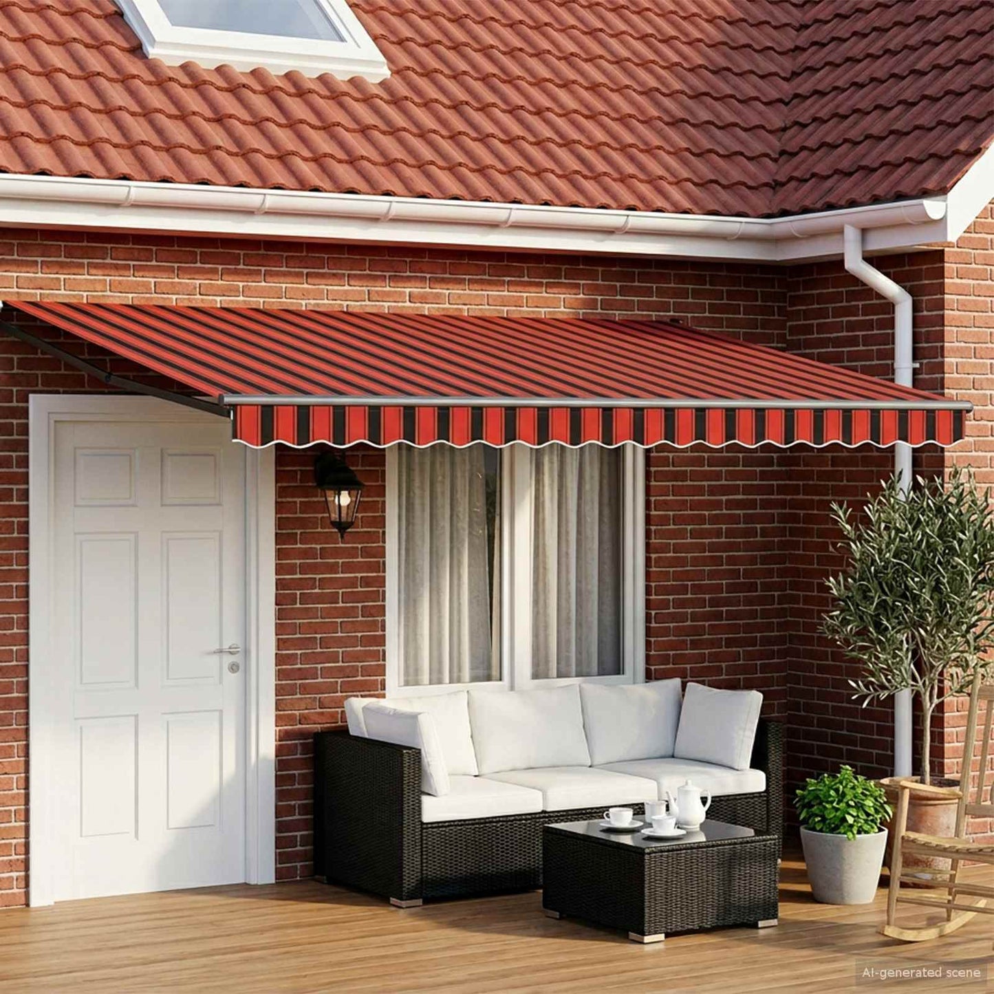 Manual Retractable Awning with LEDs 5 x 3 m