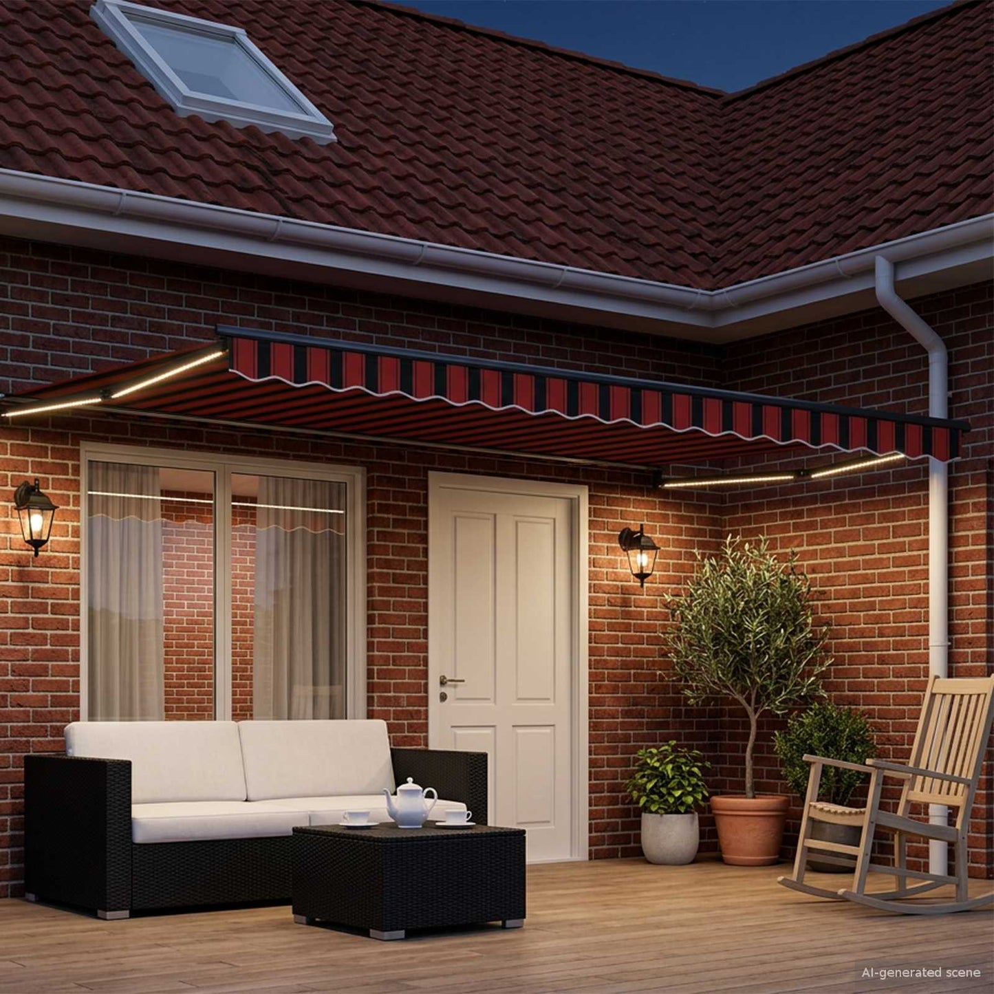 Manual Retractable Awning with LEDs 5 x 3 m