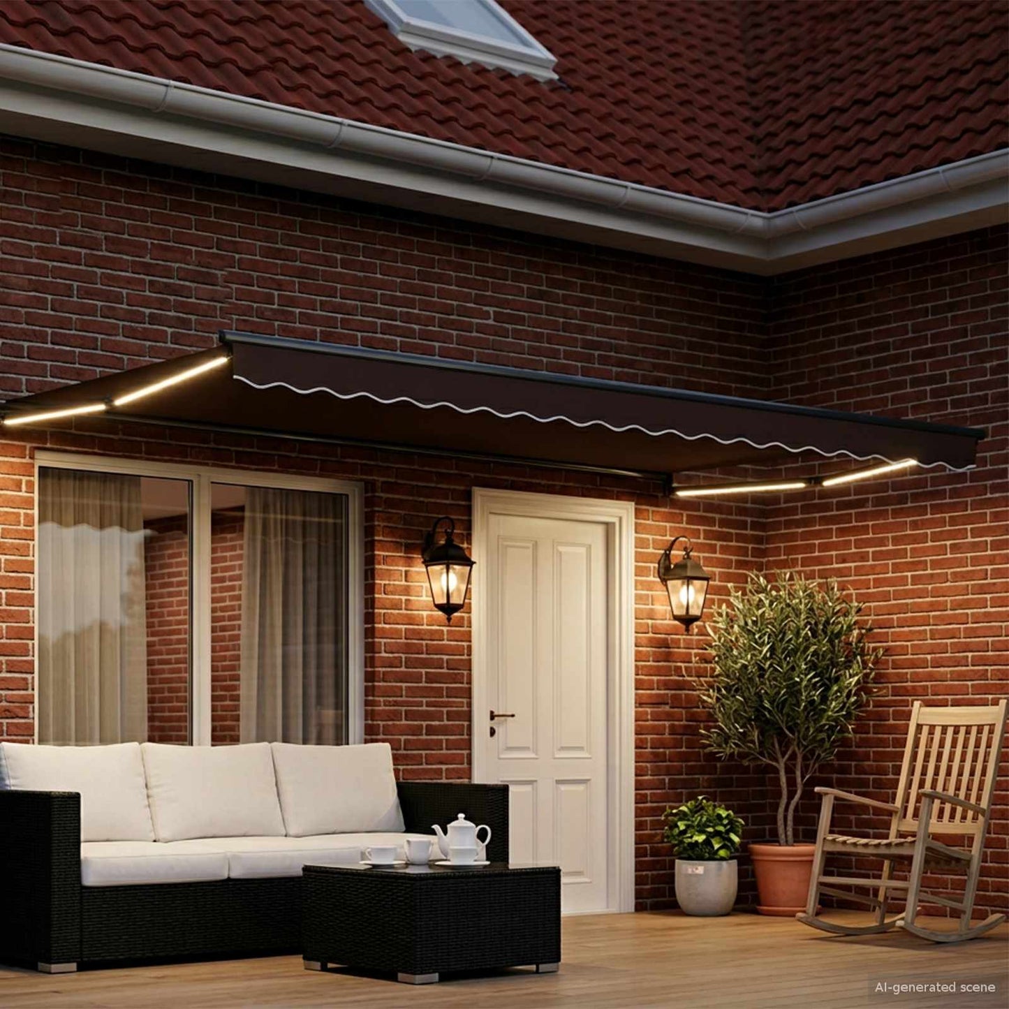 Manual Retractable Awning with LEDs 5 x 3 m