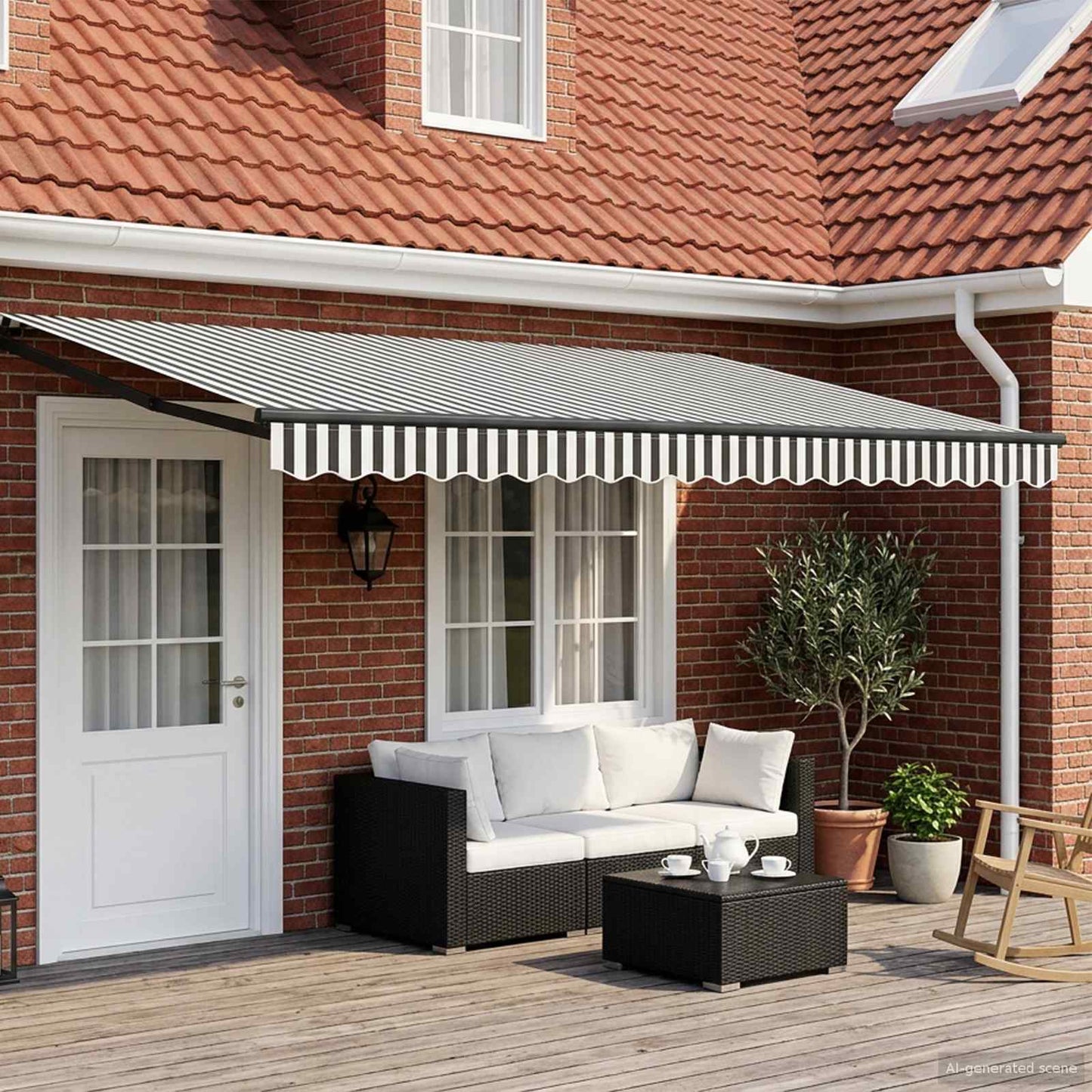 Manual Retractable Awning with LEDs 5 x 3 m