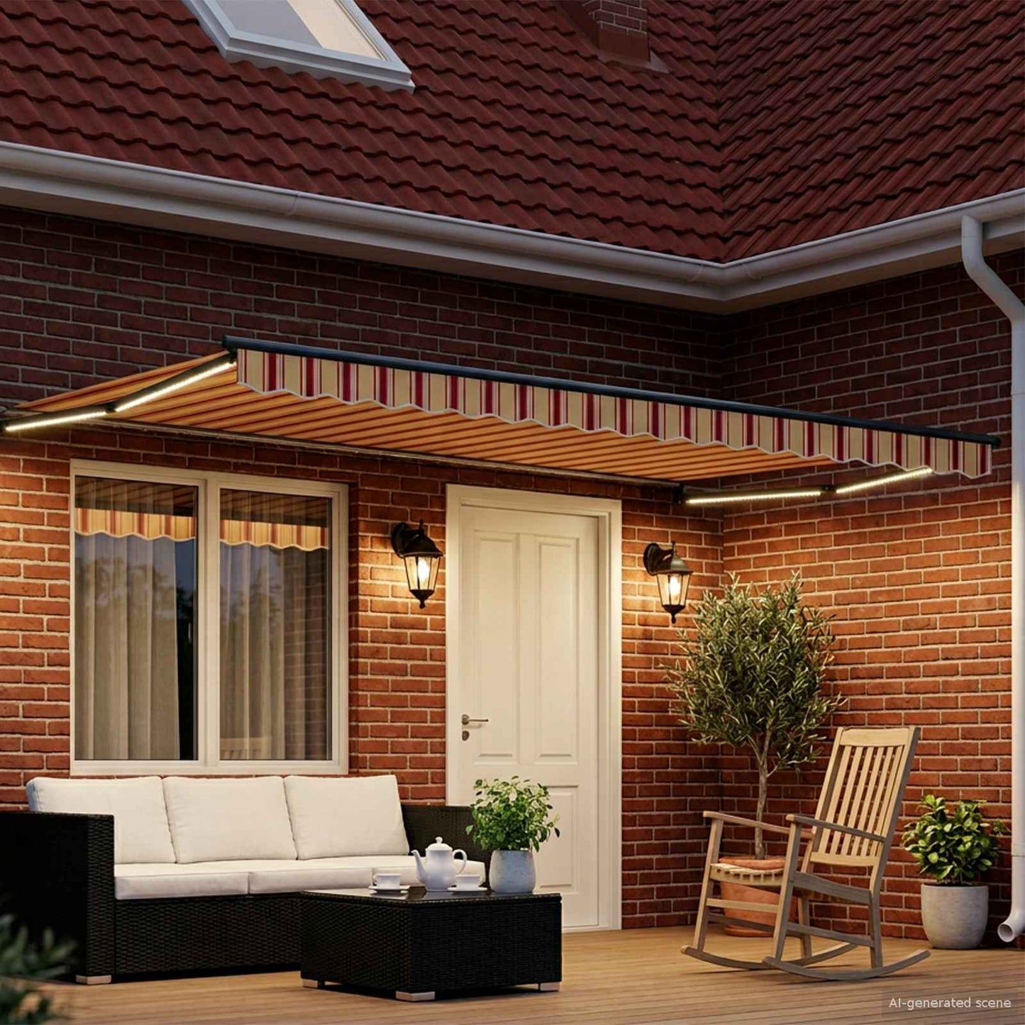 Manual Retractable Awning with LEDs Multicolour 5 x 3 m