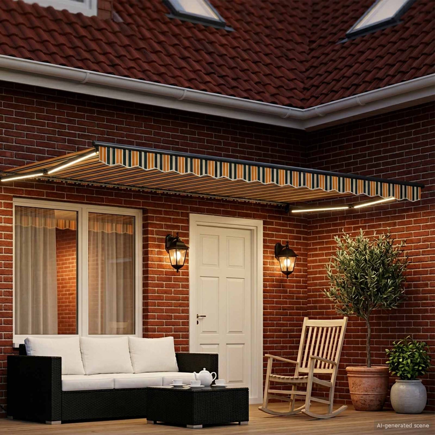 Manual Retractable Awning with LEDs 5 x 3 m