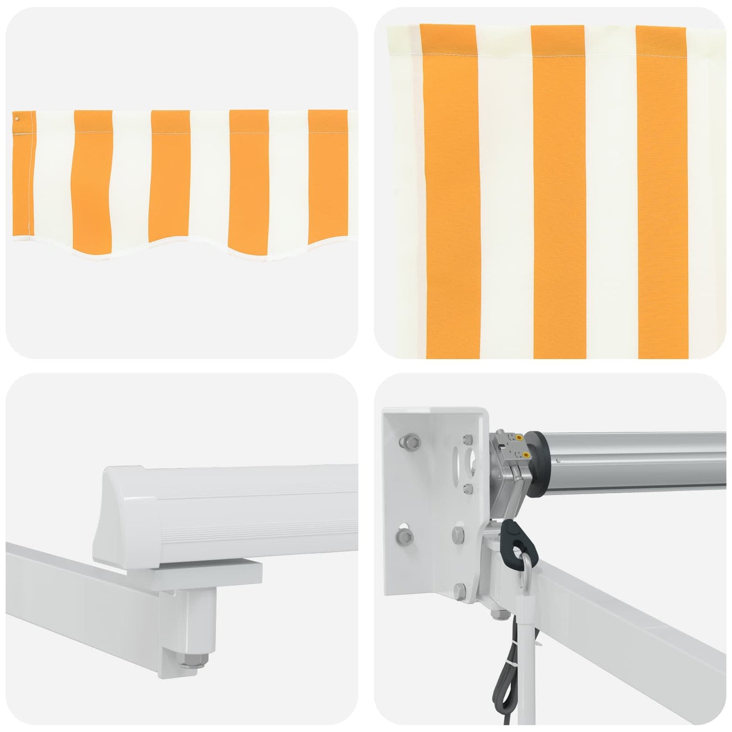Electric Retractable Awning Yellow and White 2.5 x 2 m