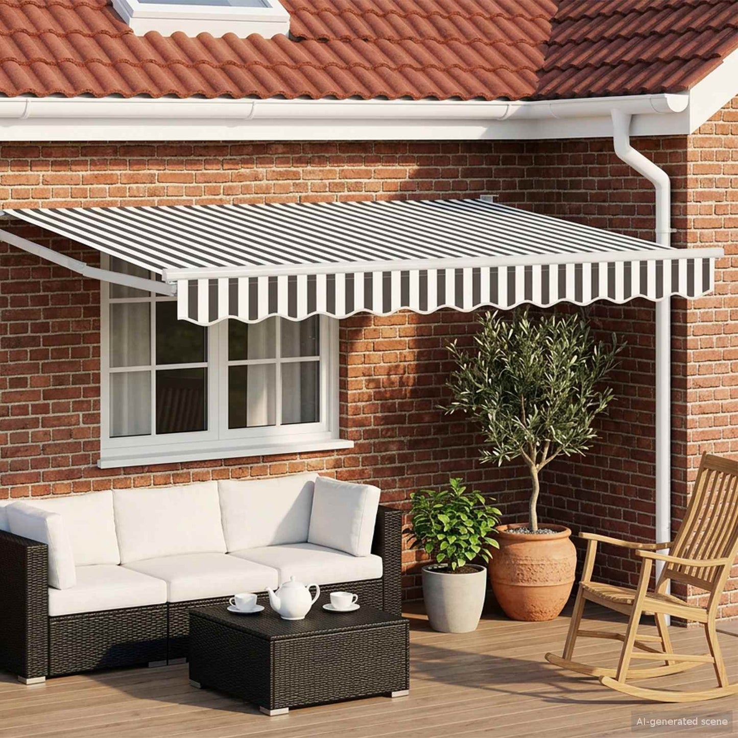 Electric Retractable Awning Anthracite and White 2.5 x 2 m
