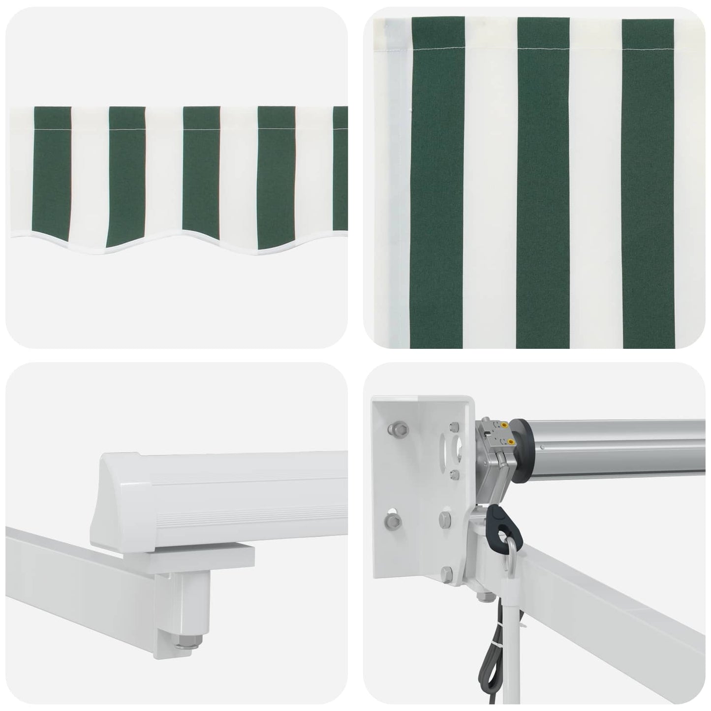 Electric Retractable Awning Green and White 2.5 x 2 m