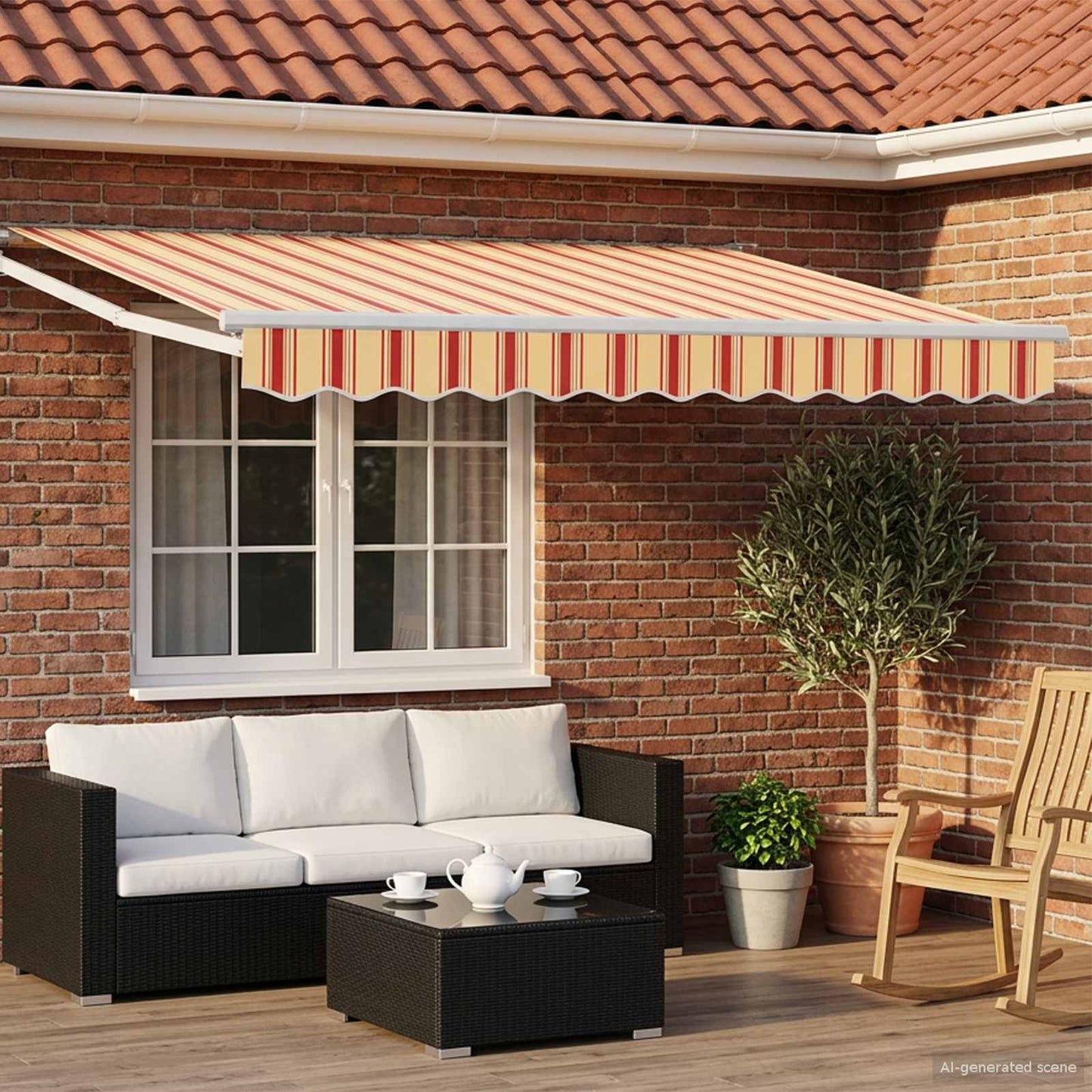 Electric Retractable Awning Multicolour 3.5 x 2 m