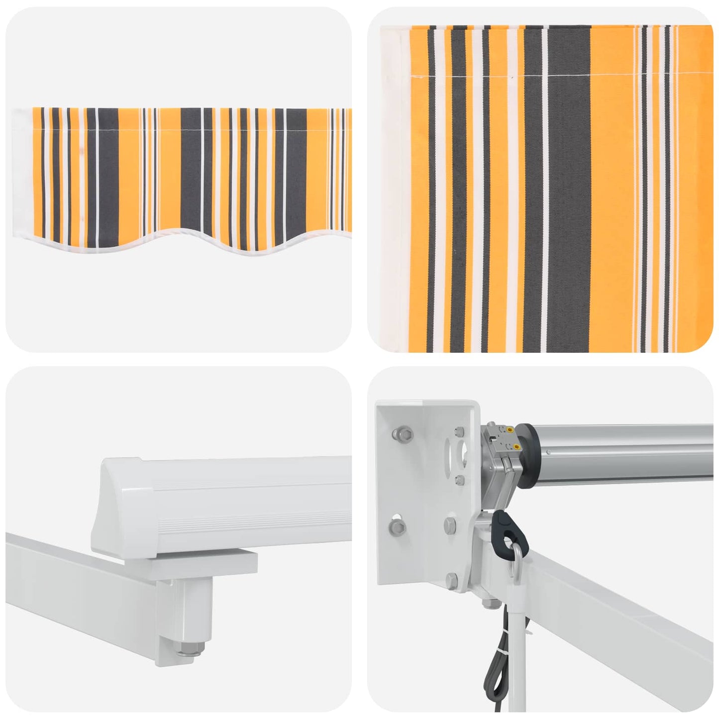 Electric Retractable Awning Yellow, Grey and White 3.5 x 2 m