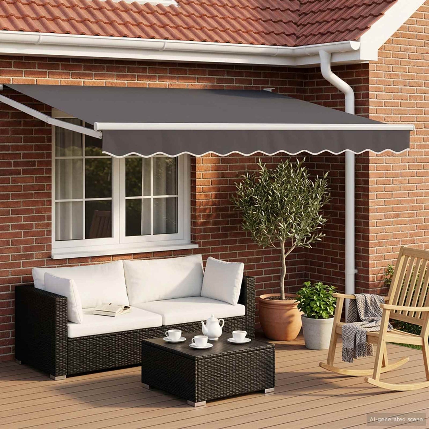 Electric Retractable Awning Anthracite and White 3 x 2.5 m