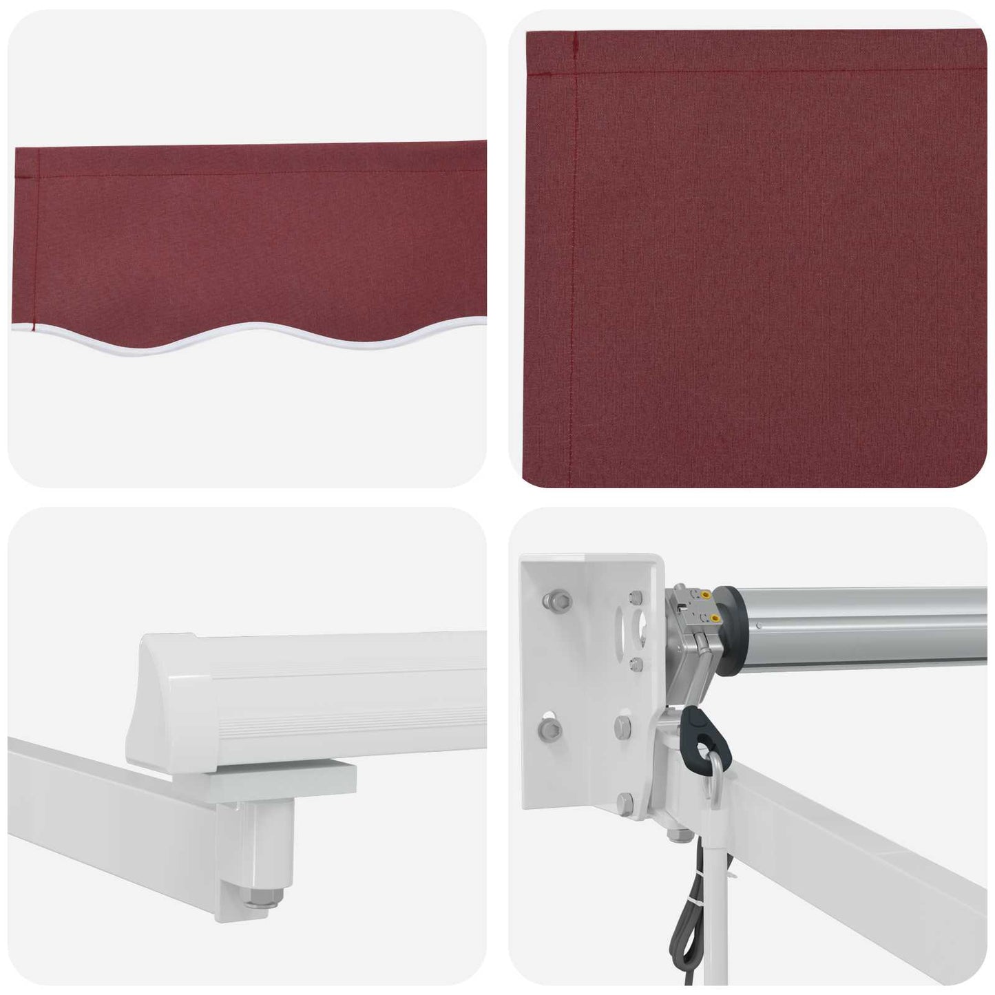 Electric Retractable Awning Burgundy and White 3 x 2.5 m