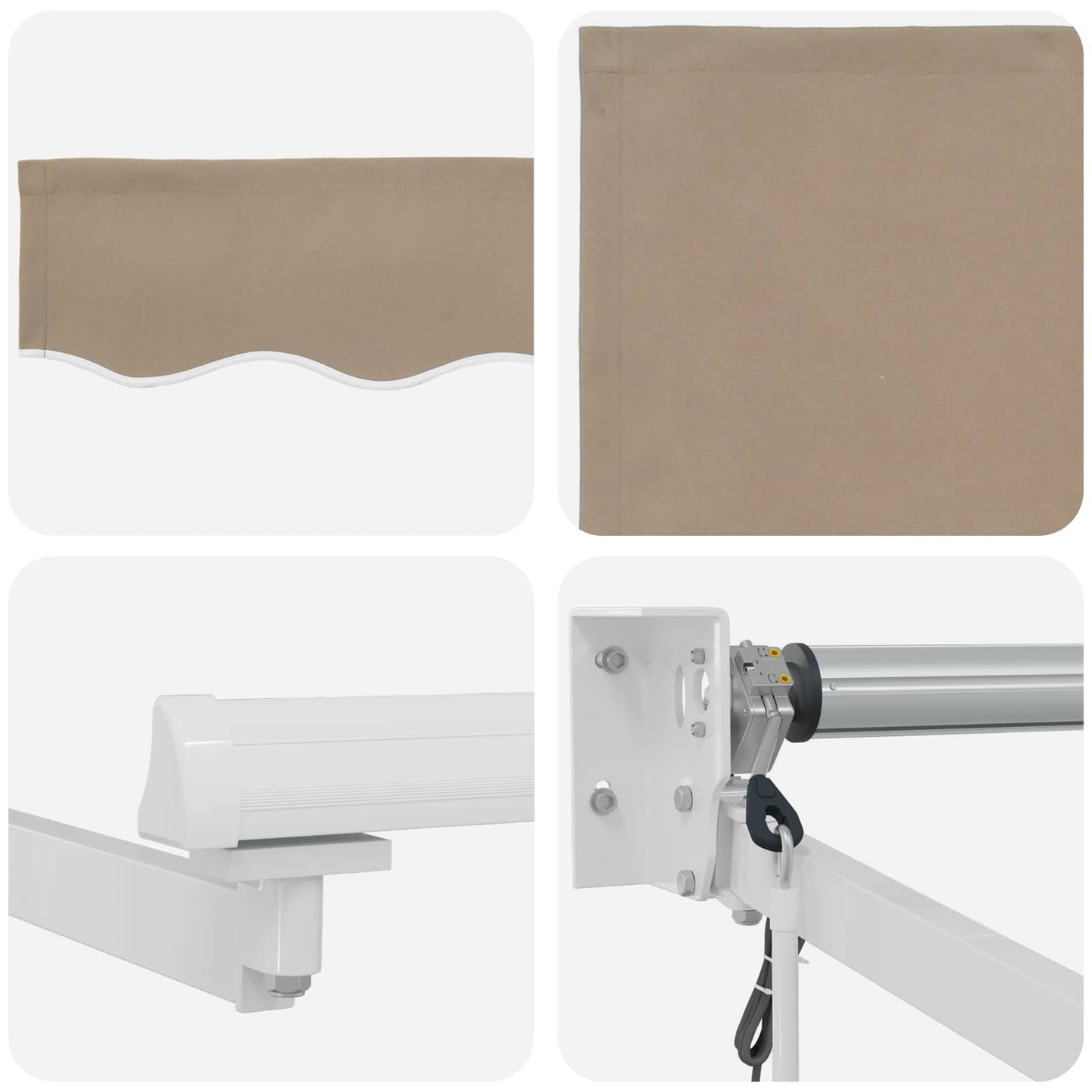 Electric Retractable Awning Beige and White 3.5 x 2.5 m
