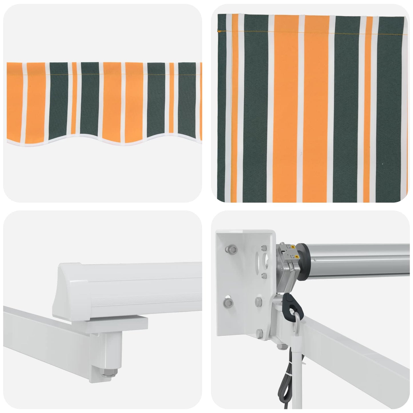 Electric Retractable Awning Green, Yellow and White 3.5 x 2.5 m
