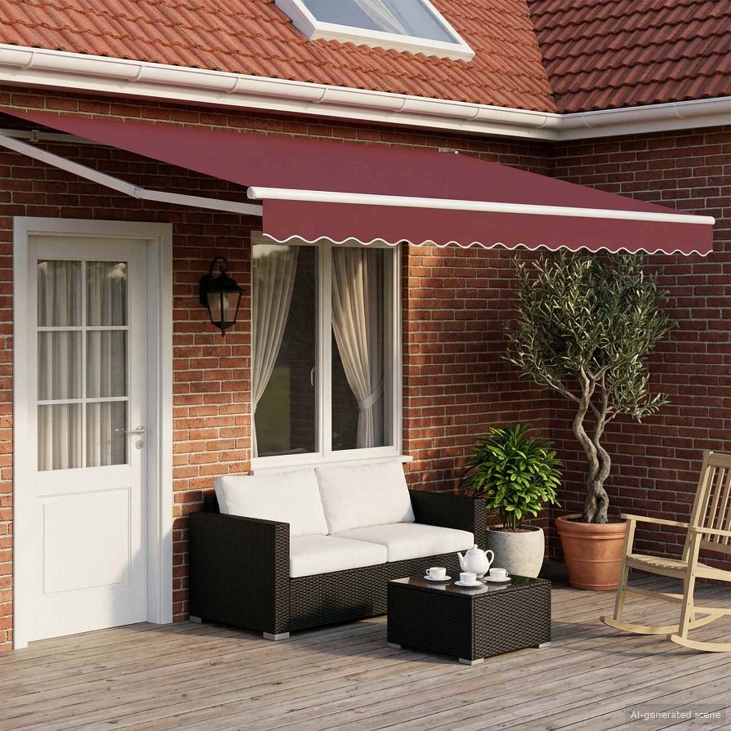 Electric Retractable Awning Burgundy and White 4 x 3 m