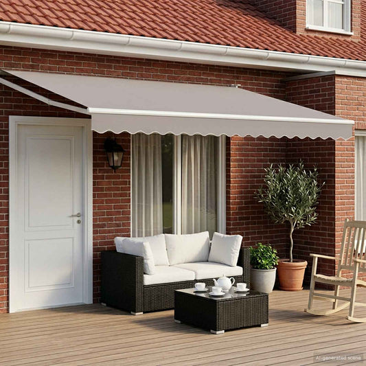 Electric Retractable Awning Light Grey and White 4 x 3 m