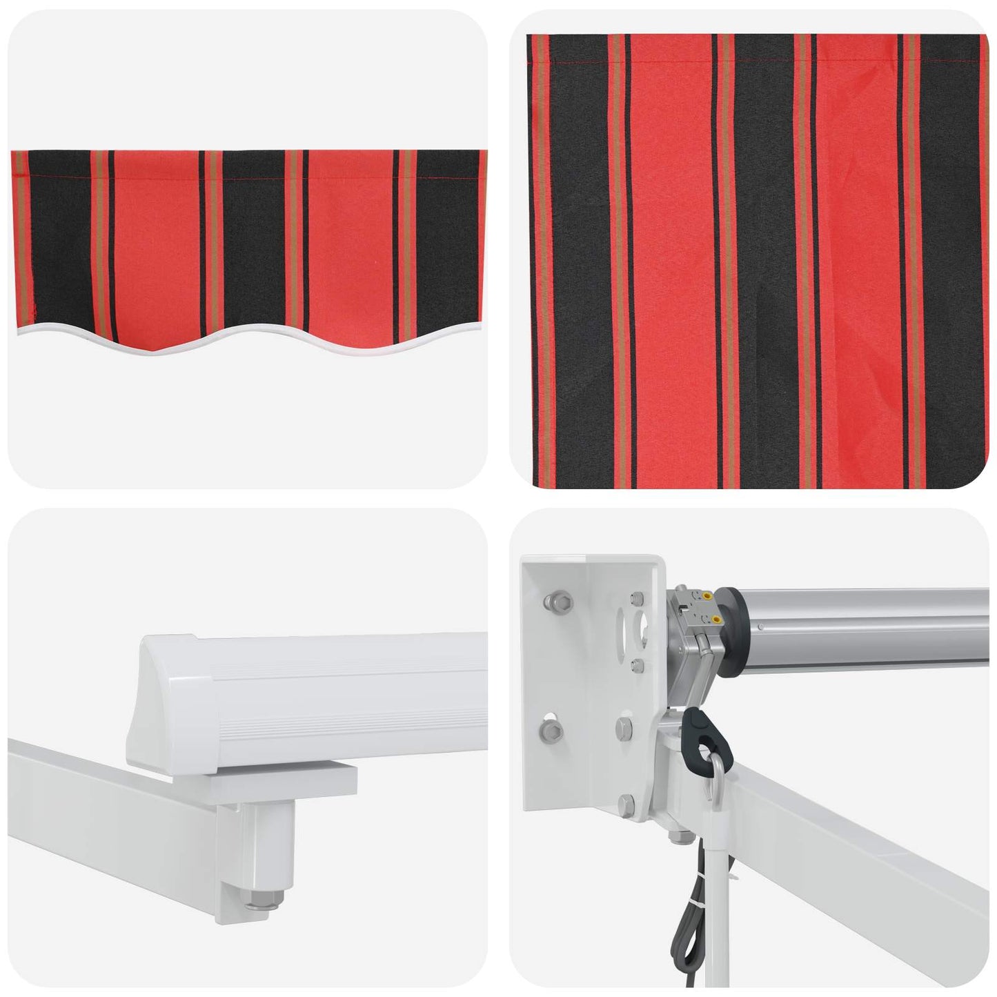 Electric Retractable Awning Orange, Brown and White 4.5 x 3 m