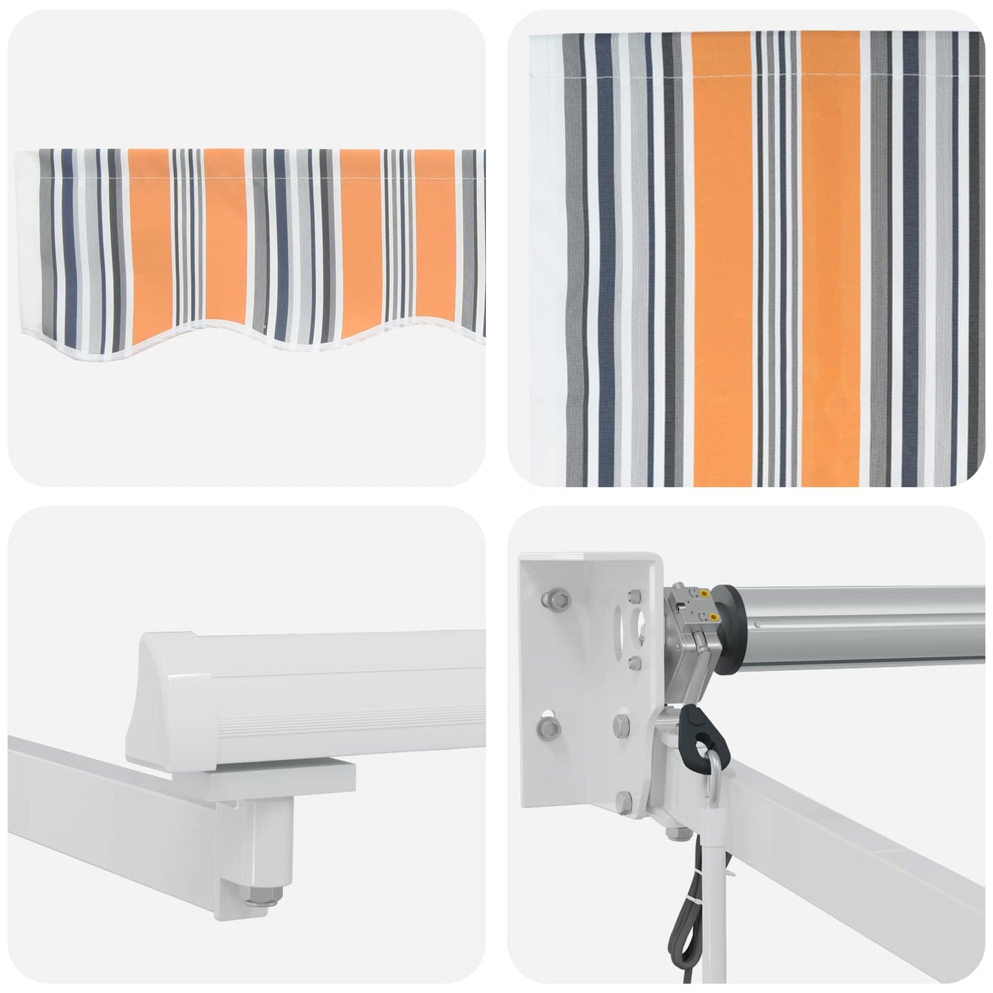 Electric Retractable Awning Grey, Orange and White 4.5 x 3 m