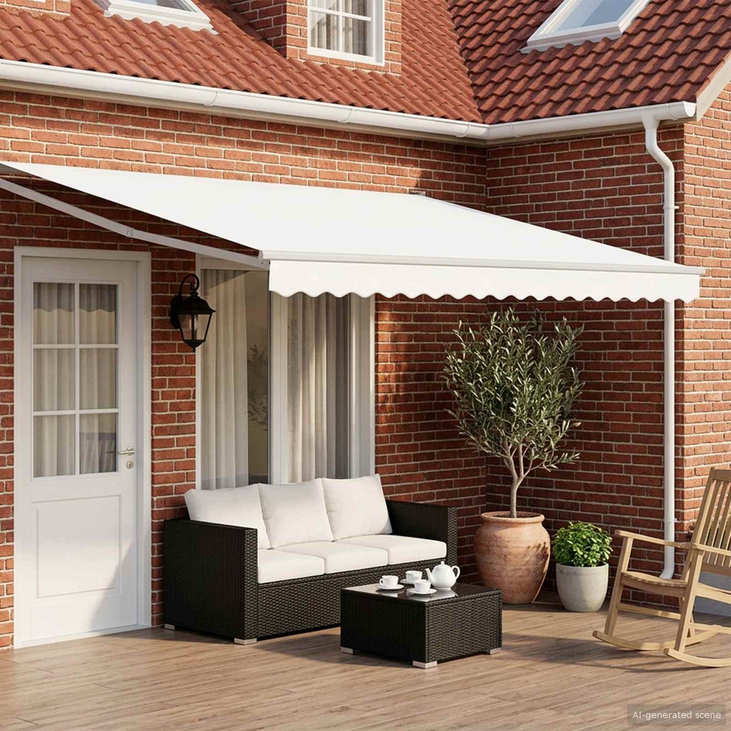 Electric Retractable Awning White 4.5 x 3 m