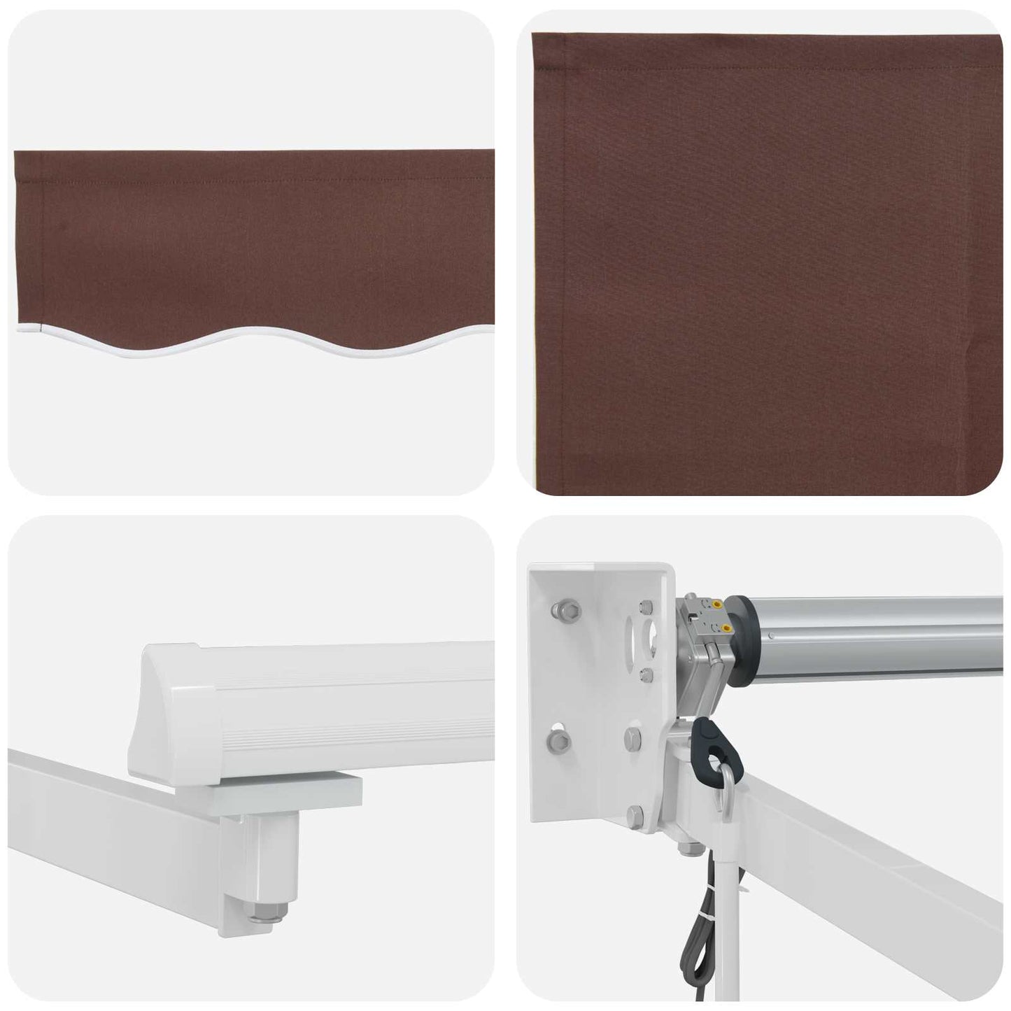 Electric Retractable Awning Brown and White 5 x 3 m