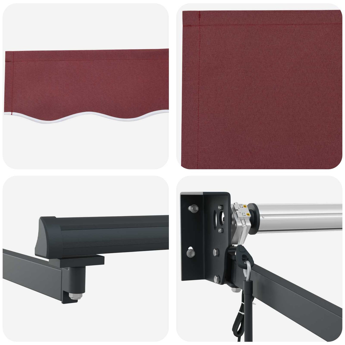 Electric Retractable Awning Burgundy and Anthracite 3 x 2.5 m