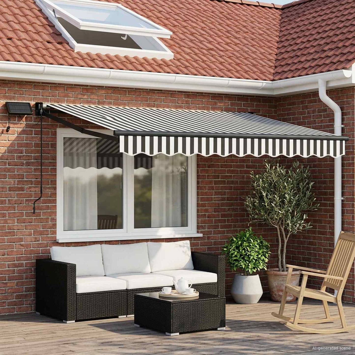 Electric Retractable Awning Anthracite and White 3 x 2.5 m
