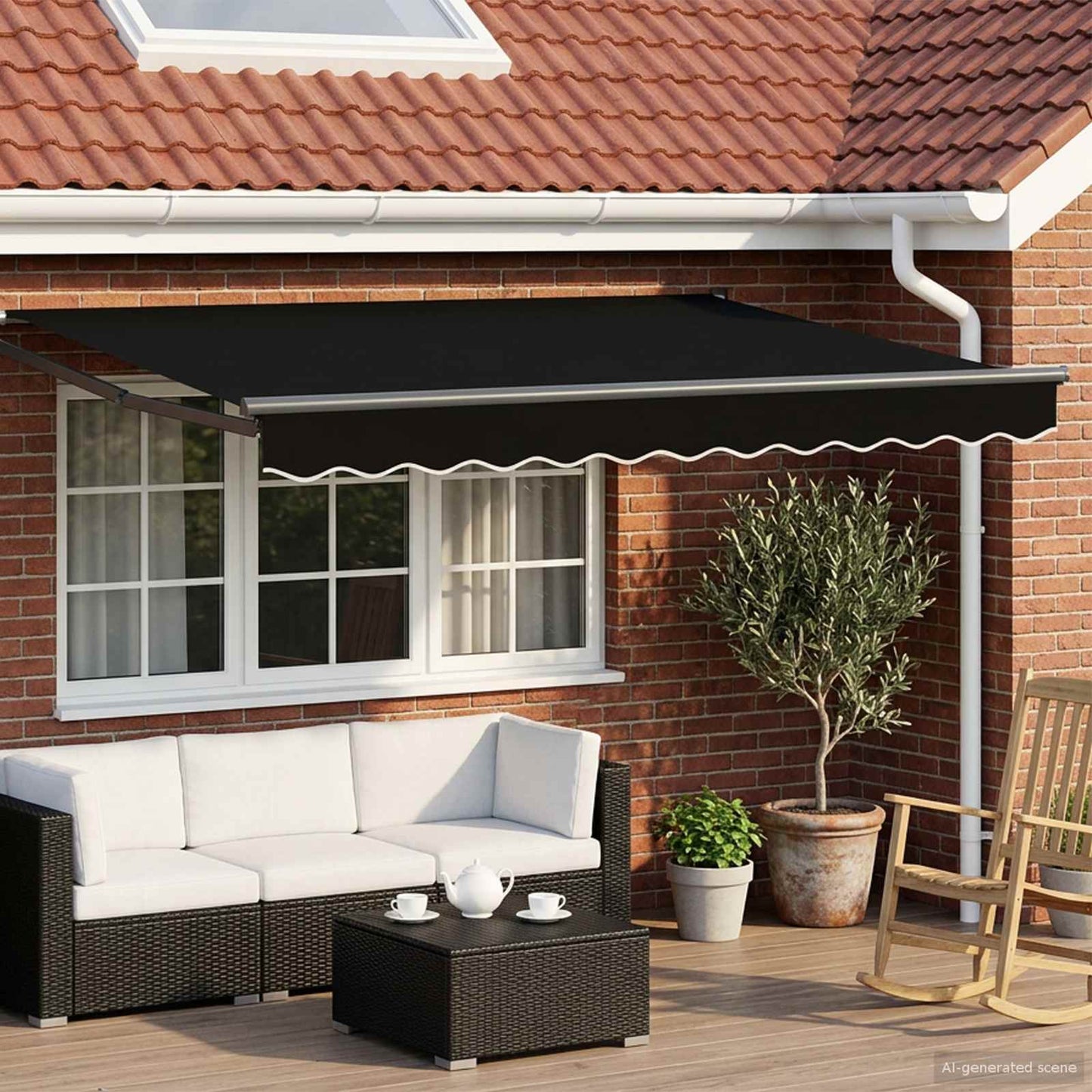 Electric Retractable Awning Black and Anthracite 3 x 2.5 m