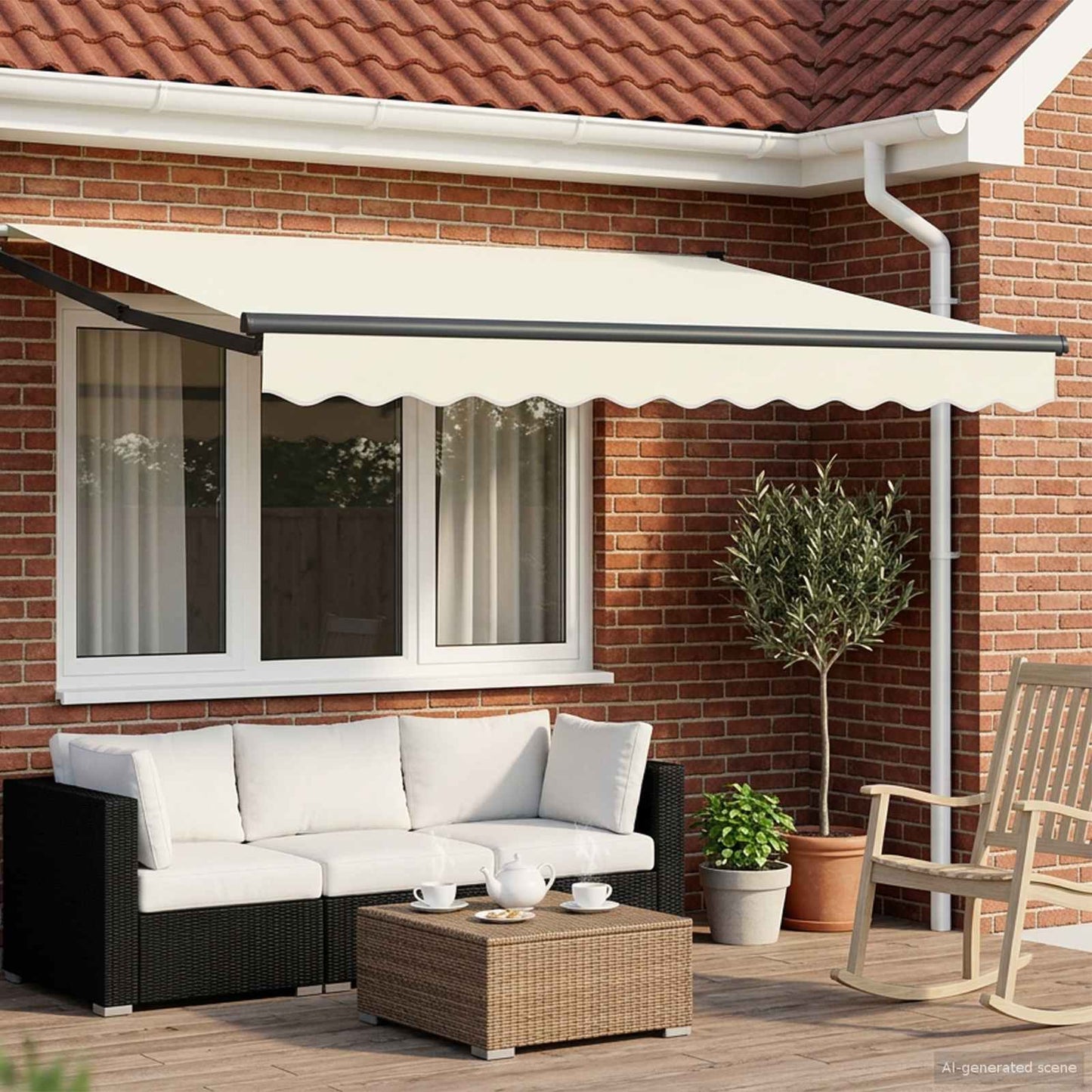 Electric Retractable Awning Cream and Anthracite 3.5 x 2.5 m